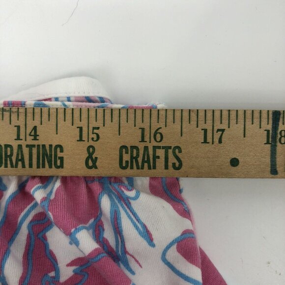 Womens Sporty Beach Strapless Pink Lobster Ruffled Cover Up Pockets Dress Sz L - Picture 13 of 14